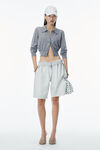 Alexander Wang heather grey high-frequency stacked logo cardigan in merino wool
