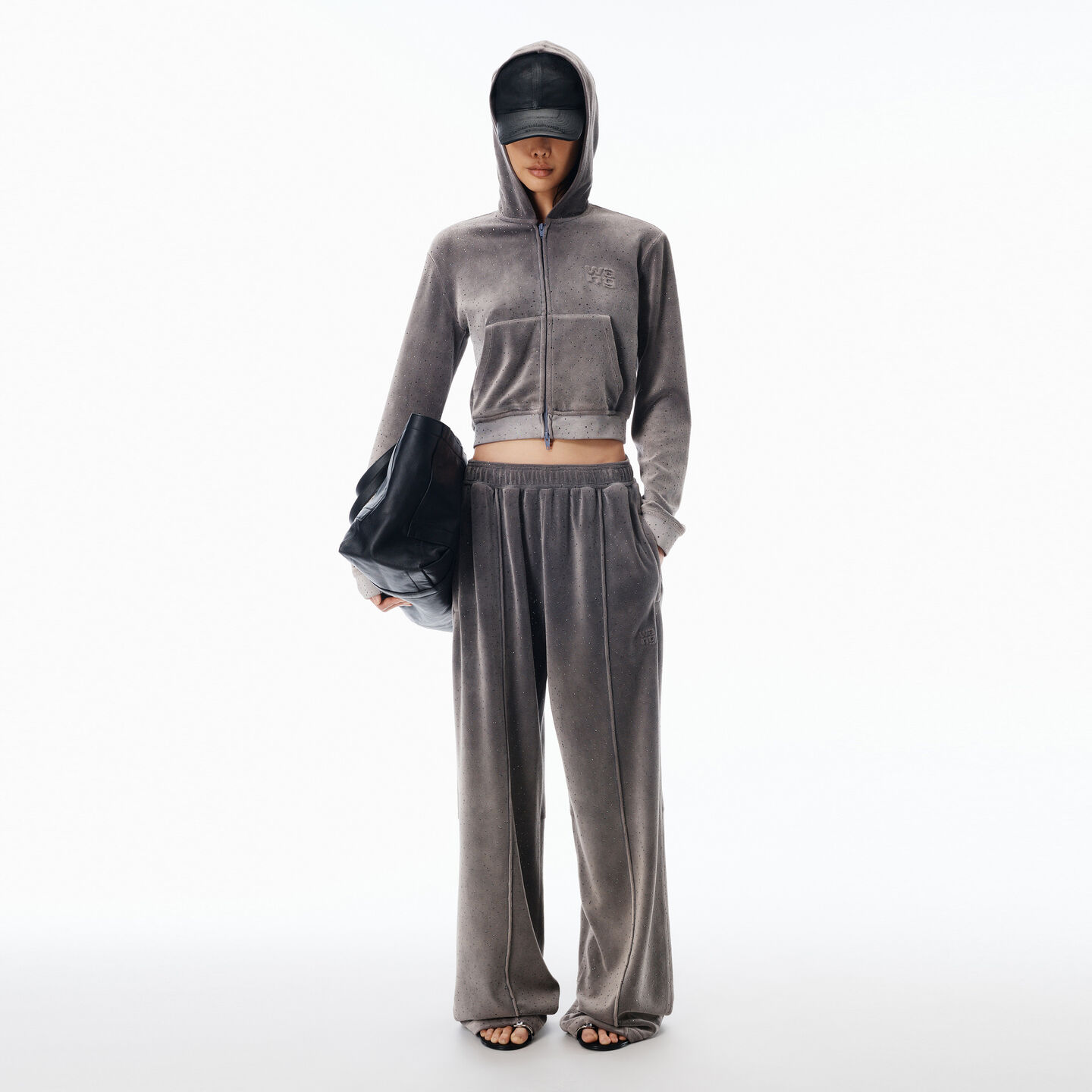 Alexander Wang Mid-rise Belted Sweatpant In Terry Oversized In Silver