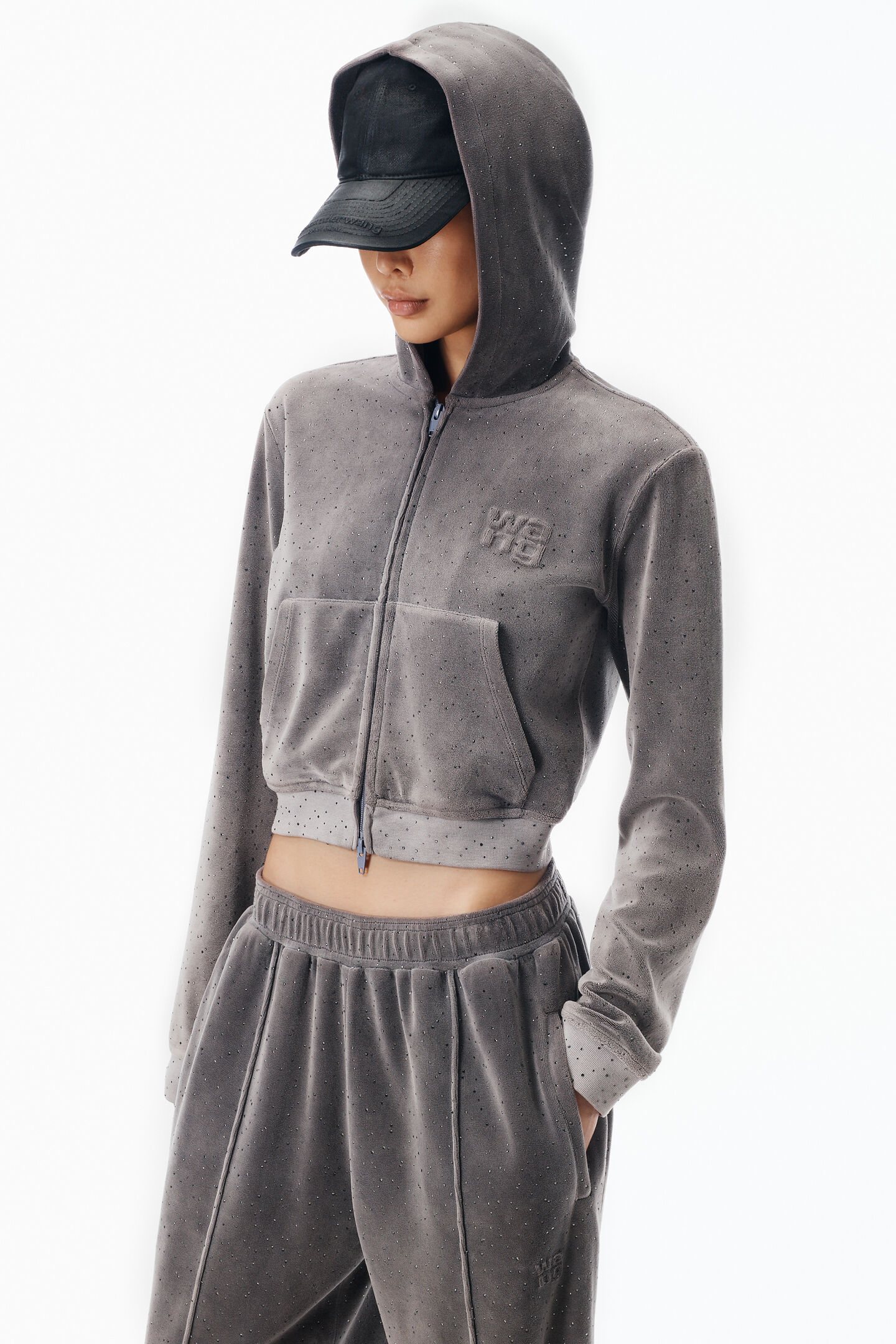 Alexander Wang Mid-rise Belted Sweatpant In Terry Oversized In Silver