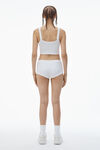 Alexander Wang white crystal hotfix short in waffle knit