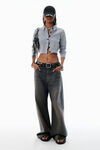 Alexander Wang washed grey grauer chenille-cardigan aus baumwollmischgewebe