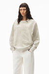 alexander wang plaster dyed long sleeve in compact jersey ice grey combo