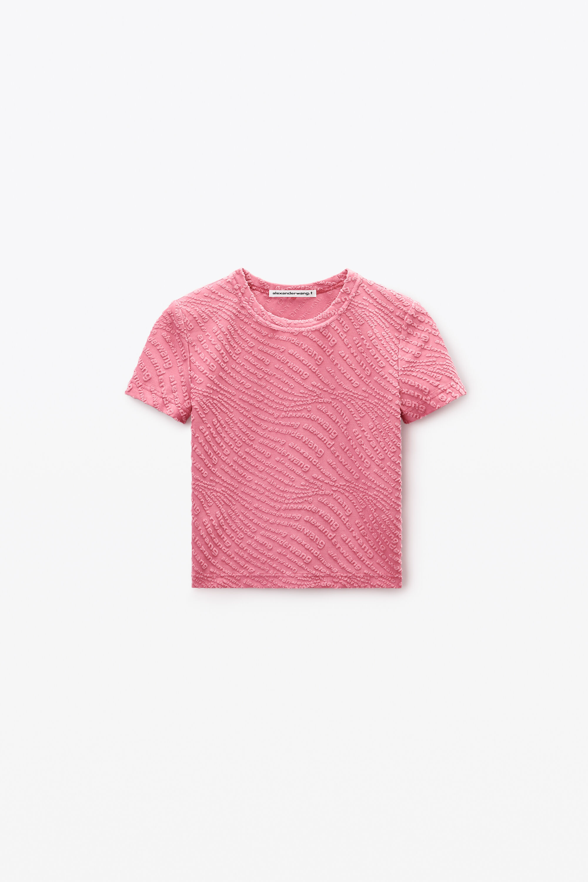 pink shrunken cotton tee with logo in WASHED LOTUS | alexanderwang®