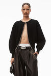 alexander wang crewneck cardigan with ball chain trim black