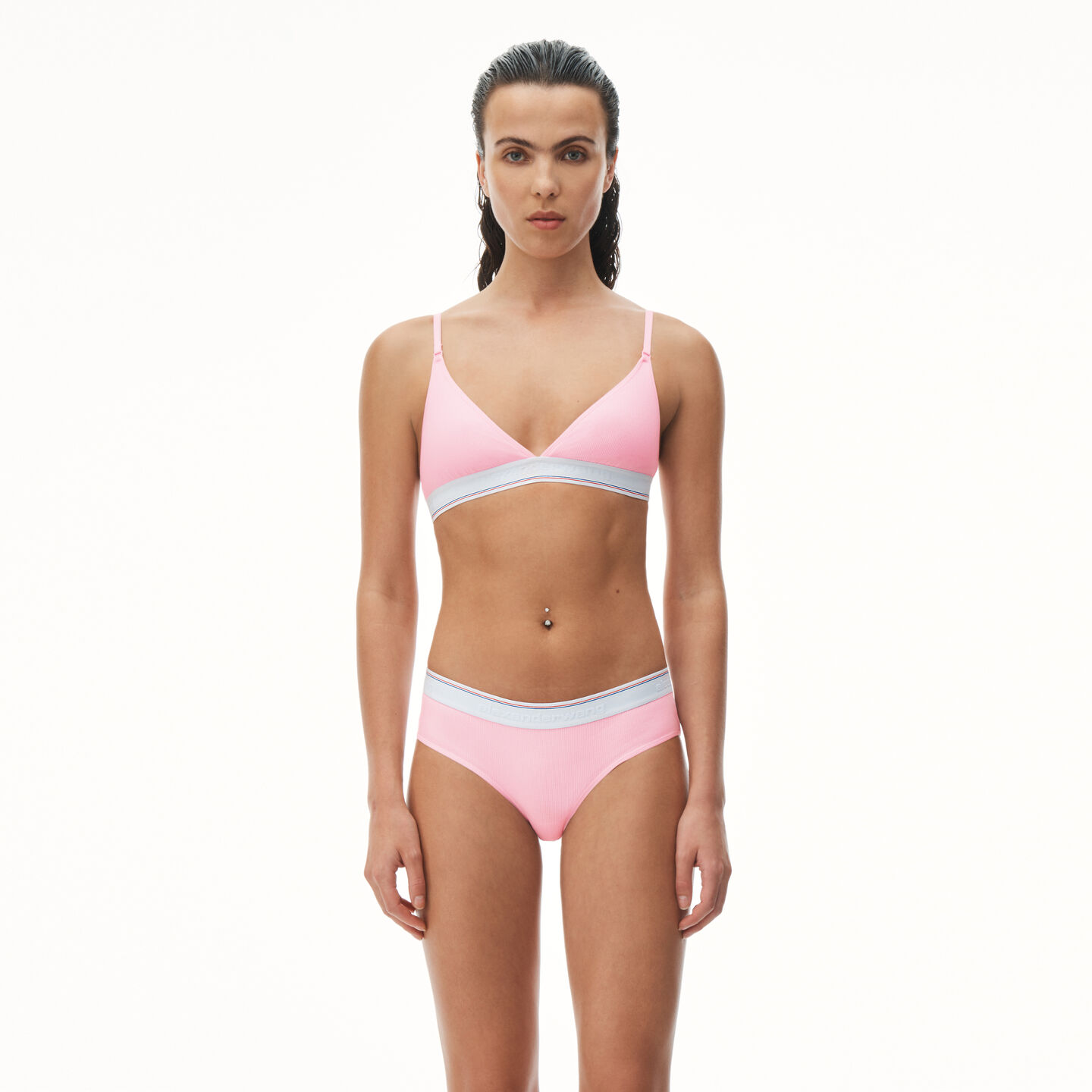 Shop Alexander Wang Bralette In Ribbed Jersey In Light Pink