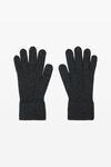 Alexander Wang charcoal dome logo gloves in ribbed wool stretch