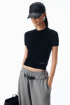 Alexander Wang black t-shirt aus wolle mit kurzen ärmeln