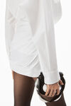 alexander wang draped back dress in cotton shirting white