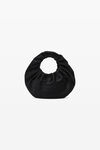 alexander wang crescent small satin handle bag w/debossed logo black