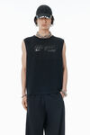 Alexander Wang black black laser-cut logo muscle shirt