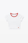 alexander wang lettuce hem baby tee in micro rib jersey white