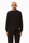 alexander wang unisex long sleeve in cotton waffle thermal  black