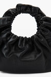 alexander wang crescent  small crackle patent leather handle bag w/logo black