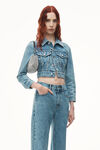alexander wang clear hotfix ez - mid rise straight leg jean in denim vintage light indigo