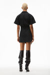 alexander wang twisted placket dress in compact cotton black