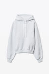 alexander wang puff logo hoodie in structured terry   light heather grey