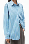 alexander wang apple boyfriend shirt in compact cotton blue/white