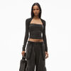 Alexander Wang washed charcoal haut froncé en jersey effet daim