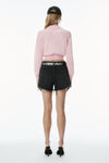 Alexander Wang light pink high-frequency stacked logo cardigan in merino wool