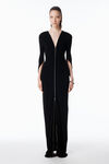 Alexander Wang black zippered sleeve maxi dress in jersey