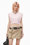Alexander Wang ballerina pink logo embossed cropped vest in soft chenille