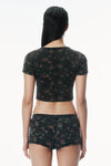 Alexander Wang washed black multi 花卉图案罗纹棉质婴儿 t 恤