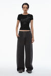 Alexander Wang black crystal hotfix tee in ribbed jersey