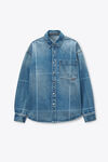 Alexander Wang vintage marbled blue 做旧效果大理石蓝牛仔布折痕衬衫