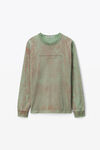 alexander wang plaster dyed long sleeve in compact jersey kelly green combo