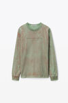 alexander wang plaster dyed long sleeve in compact jersey kelly green combo