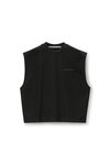 Alexander Wang black puffed logo muscle tank top in cotton