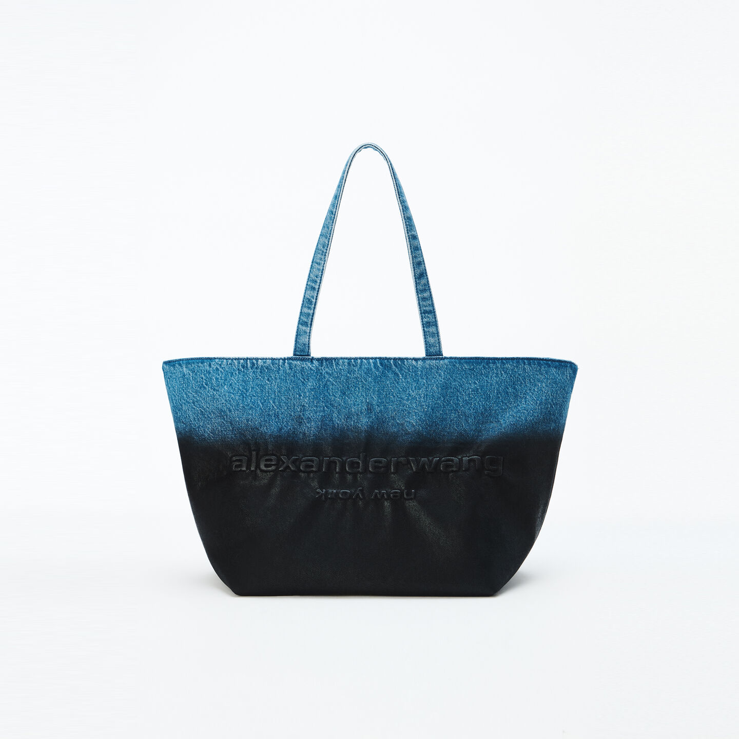 Alexander Wang Punch Tote Coated Denim Large In Blue