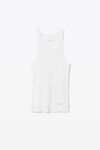 alexander wang racerback tank in ribbed cotton white