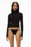 alexander wang long sleeve turtleneck in bodycon nylon black