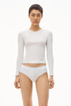 alexander wang long-sleeve tee in ribbed cotton white