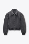 Alexander Wang washed asphalt 灰色有机毛圈布机车夹克