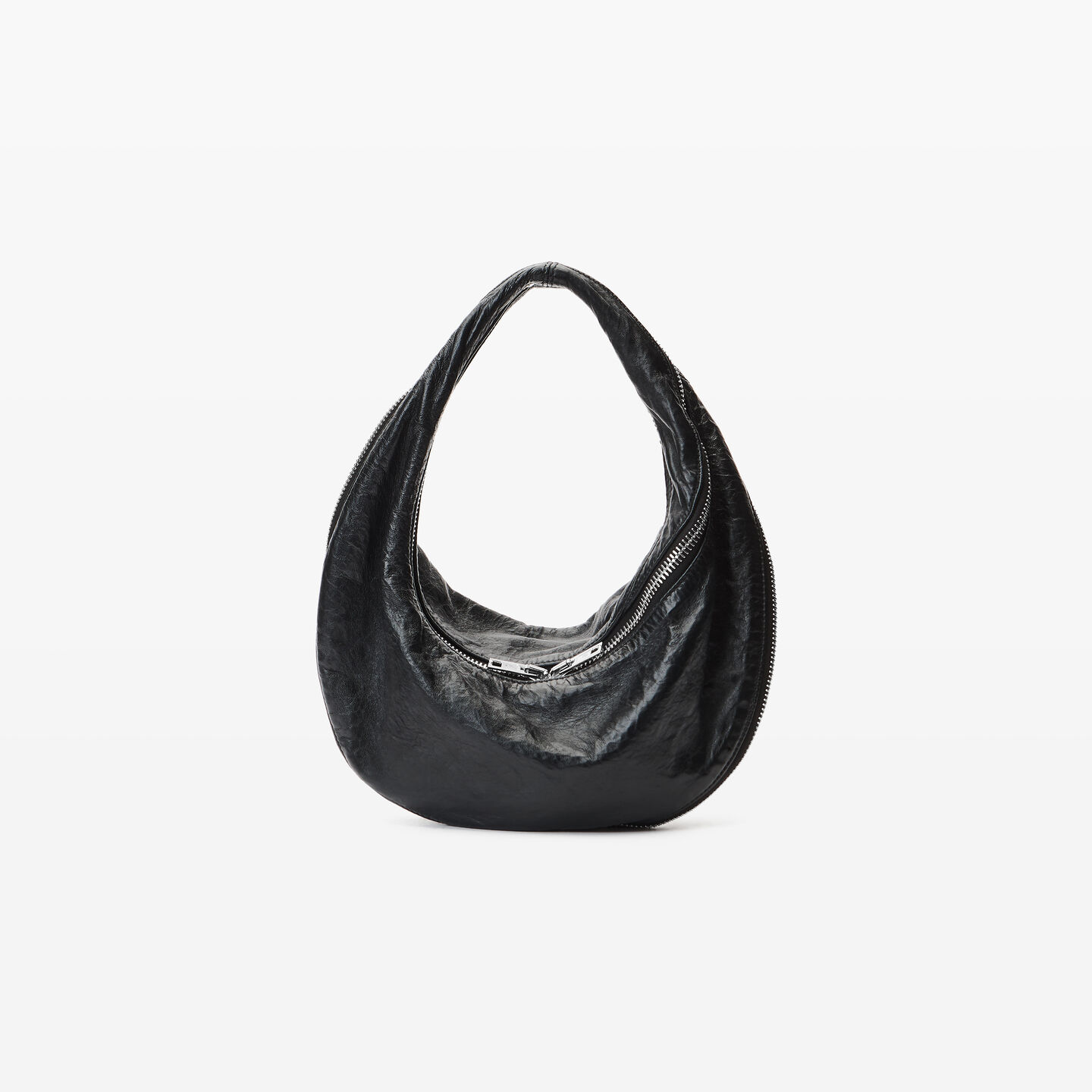 Alexander Wang Twyst Handle Bag In Memory Leather In Black