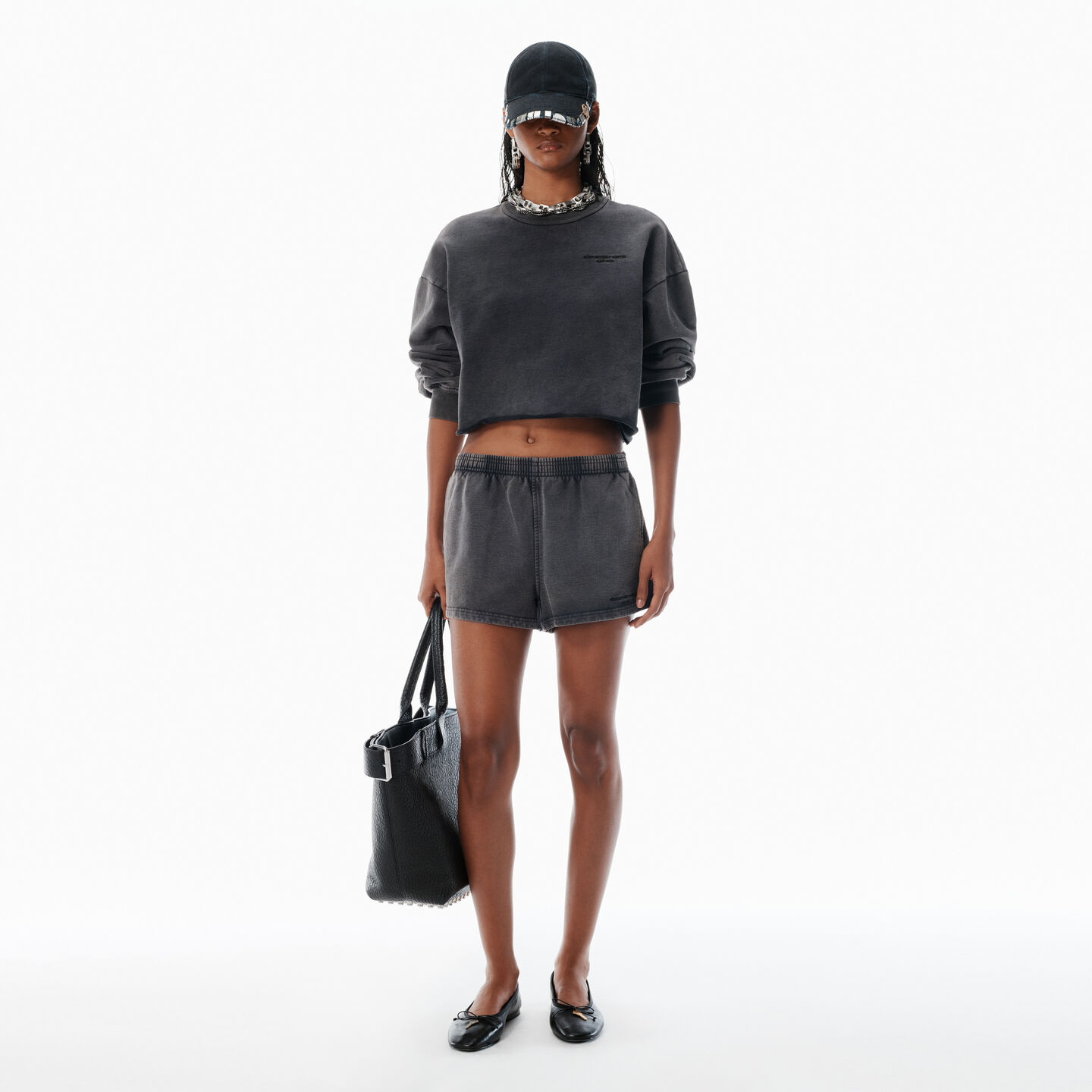 Alexander Wang Black Cotton-terry Running Shorts