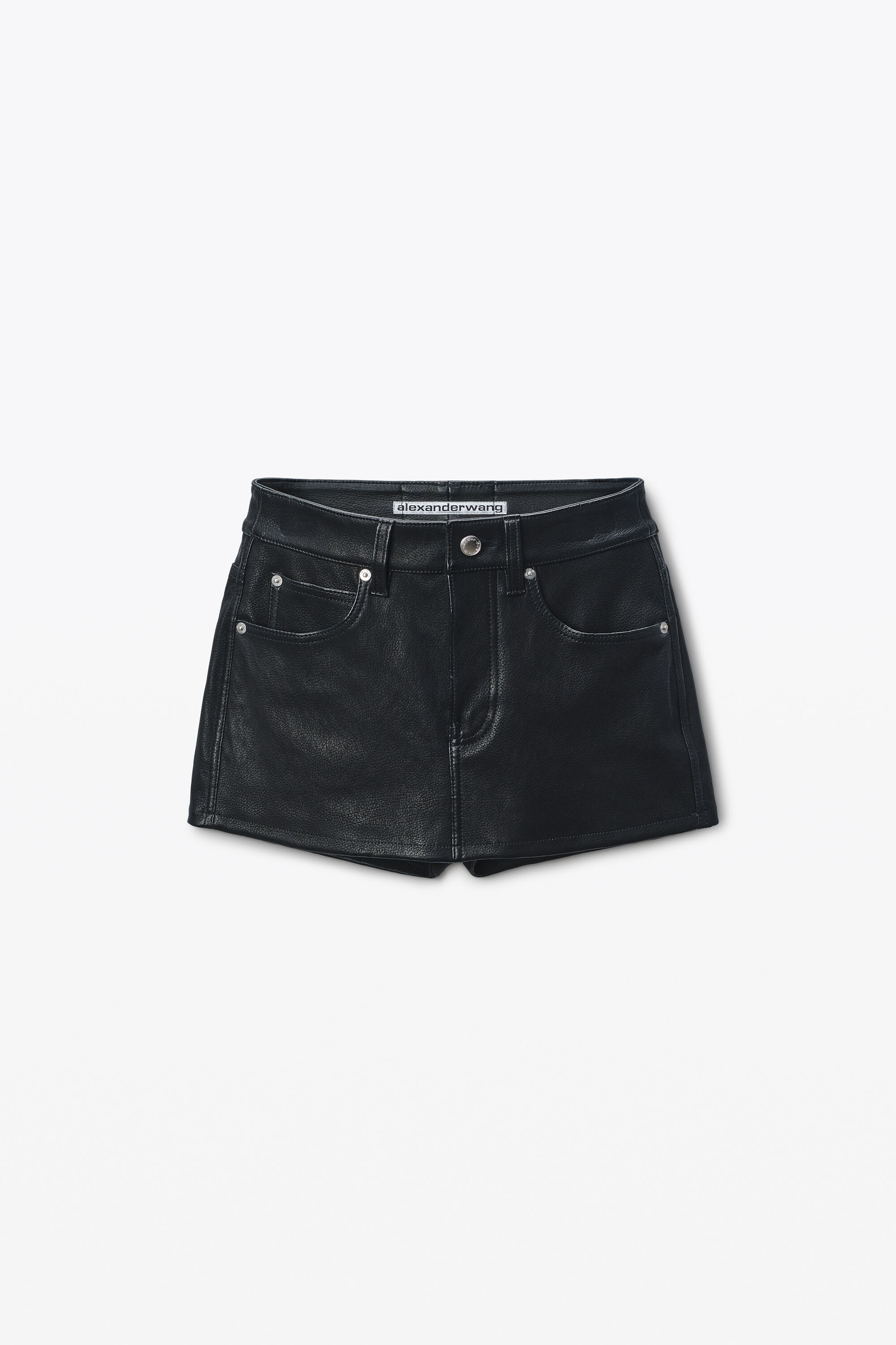 High-Waist Short in Primal Nappa Lambskin Leather in BLACK