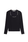 alexander wang logo jacquard top in stretch knit black