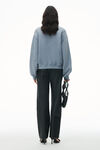 alexander wang puff logo sweatshirt in terry soft bluestone