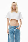 alexander wang crop pocket tee in high twist jersey white