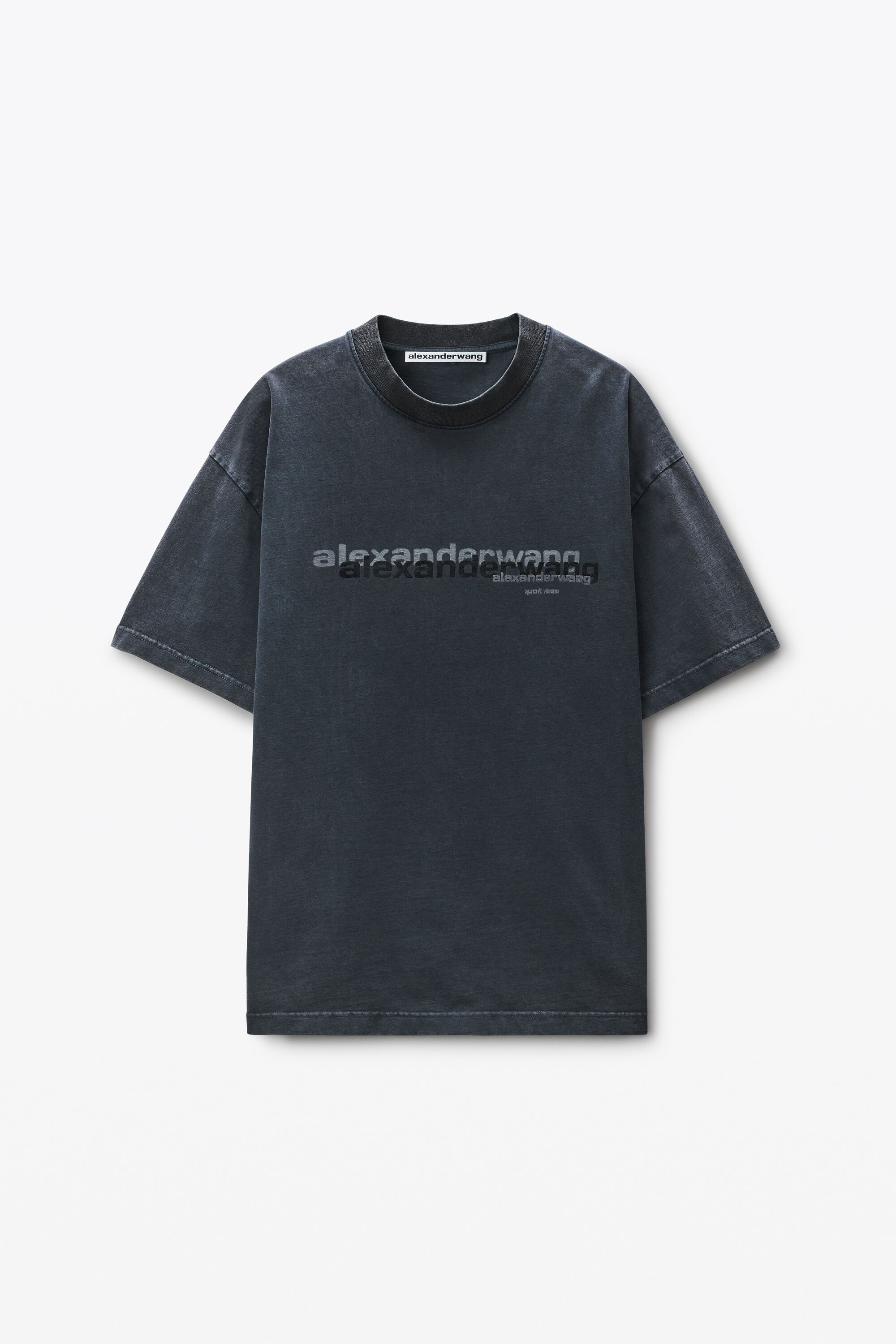 Washed Grey Jersey Logo Long-Sleeve Tee in WASHED BLACK BEAN