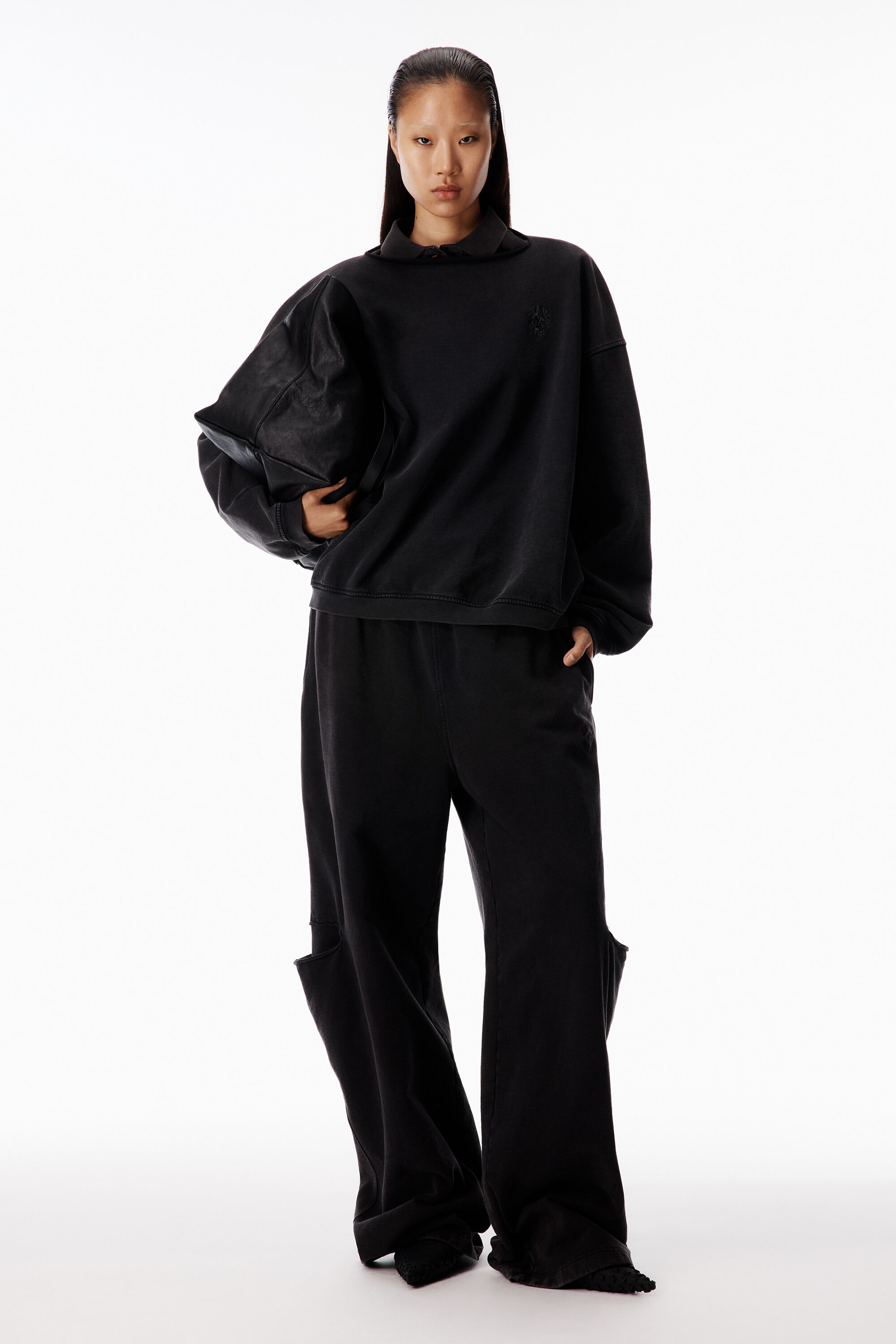 Polo Dickie Sweatshirt in WASHED BLACK | alexanderwang®