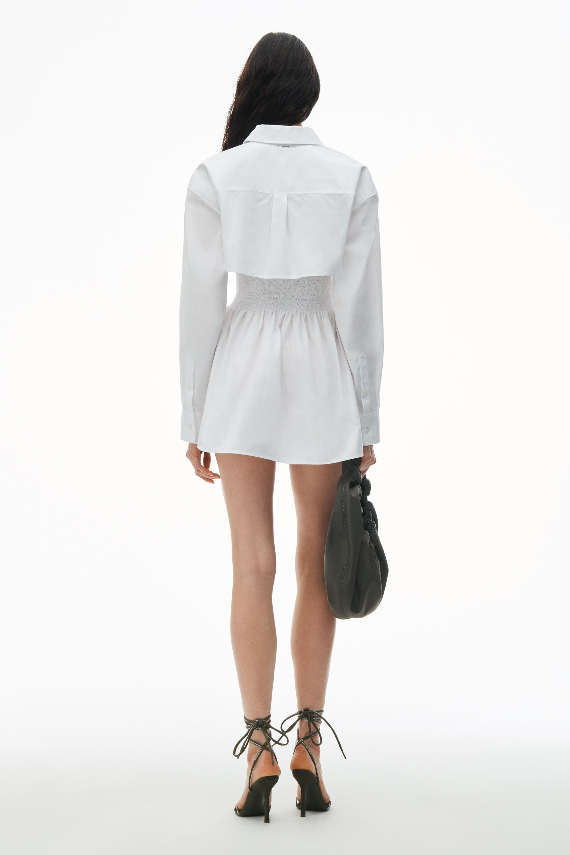 alexanderwang Smocked Mini Dress With Overshirt WHITE 