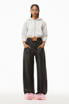 alexander wang 经典毛圈布透明烫钻连帽衫 light heather grey