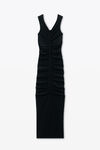 Alexander Wang black ruched wide v-neck maxi dress