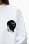 alexander wang buzz cut graphic pullover in terry bright white