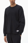 Alexander Wang black 와플 니트 크리스털 핫픽스 크루넥 긴소매 티셔츠