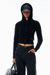 Alexander Wang black knit logo zip-up hoodie in fleece